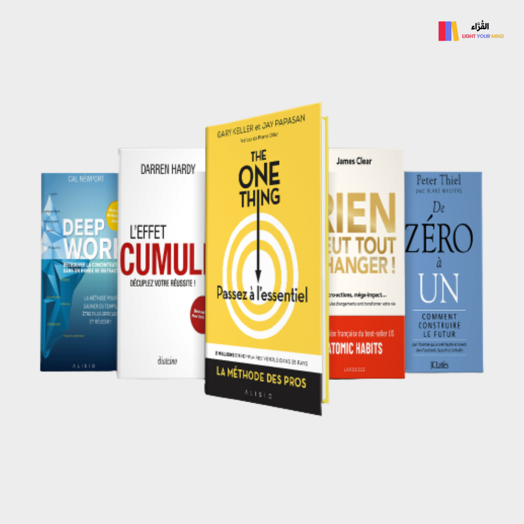 Pack 5 Livres pour entrepreneurs : Atomic habits, Zero to one, Deep Work,  L'effet cummulé, The one thing ( Version française)